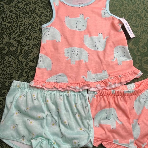 NWt 2t 5t 5 4t 4 ELEPHANT carters pajamas summer match sisters EASTER birthday - Picture 2 of 7
